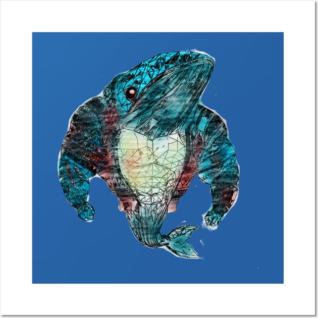 mosaic blue whale graphic Wall Art by DigitaFix